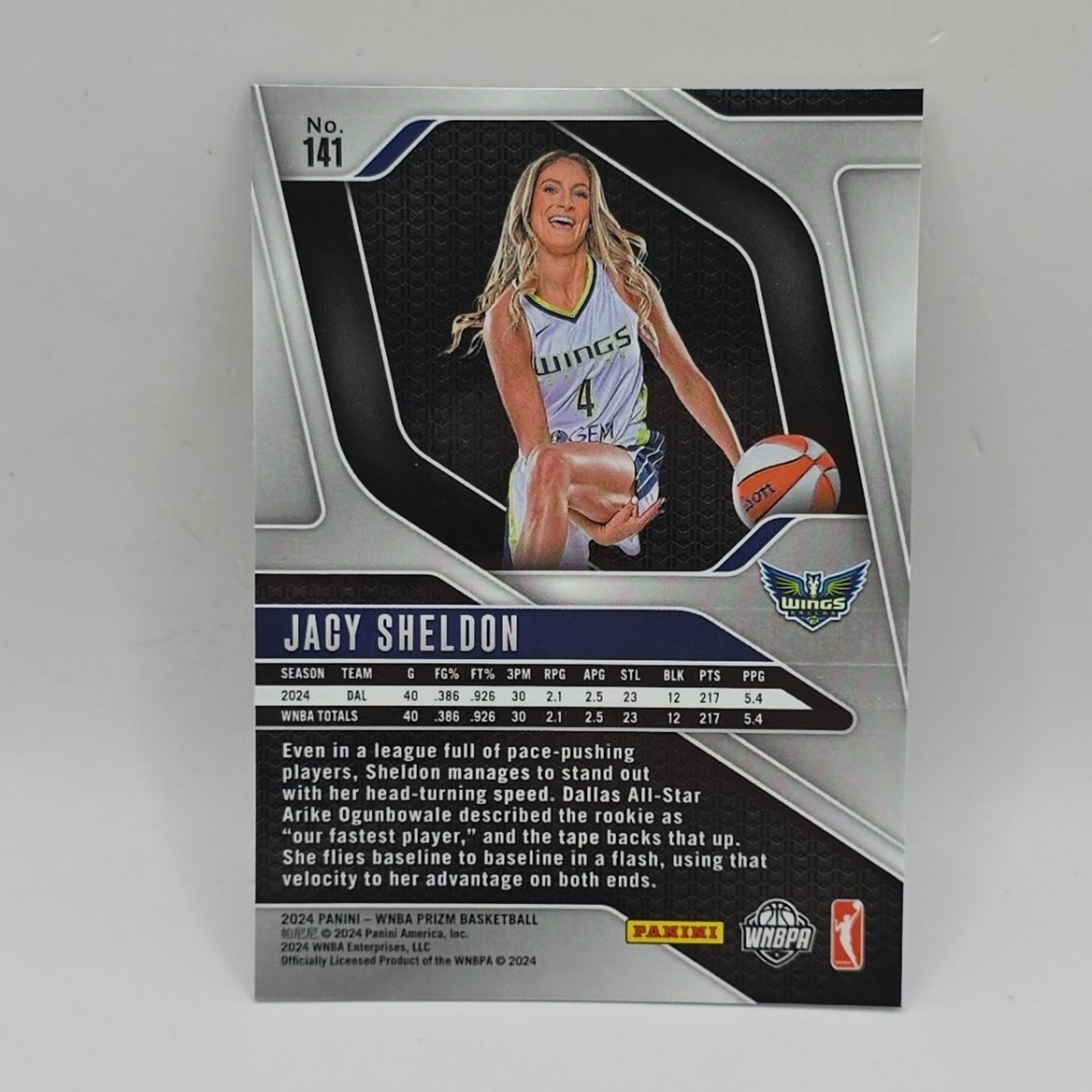 Jacy Sheldon Rookie Card 2024 Panini Prizm WNBA Image Variation RC-#141 Wings