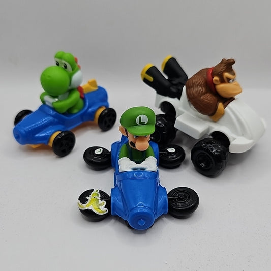 Mario Kart | Mcdonalds Happy Meal Toys | Set of 3 Yoshi, Luigi & Donkey Kong