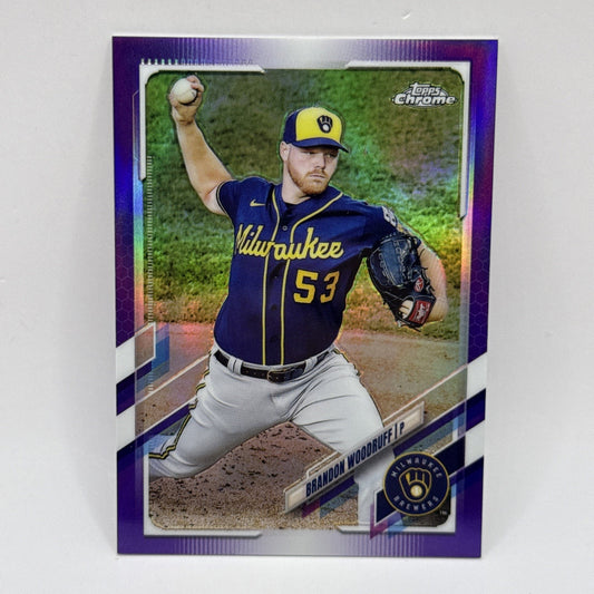 2021 Topps Chrome Brandon Woodruff (Brewers) Purple Refractor /299 Card No. 192