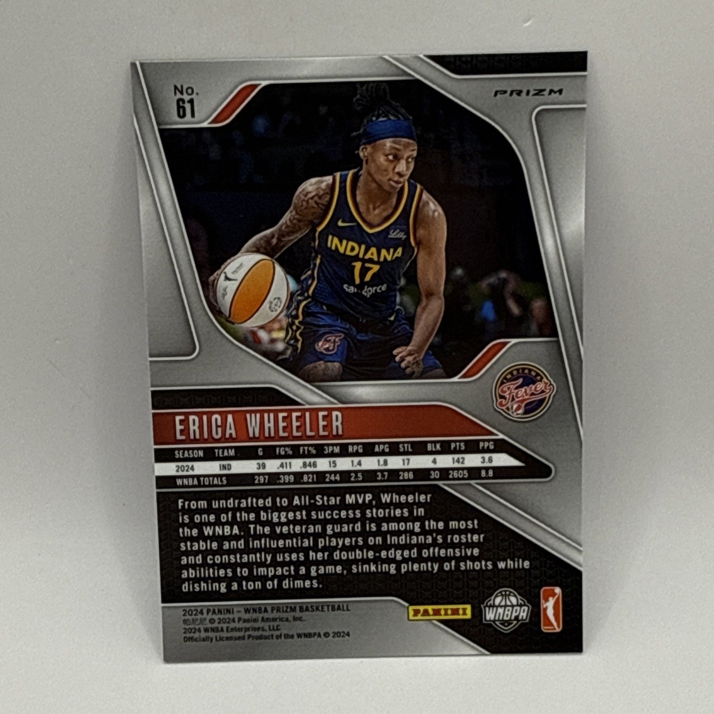 2024 Panini Prizm WNBA Erica Wheeler Blue Velocity Prizm #61 INDIANA FEVER