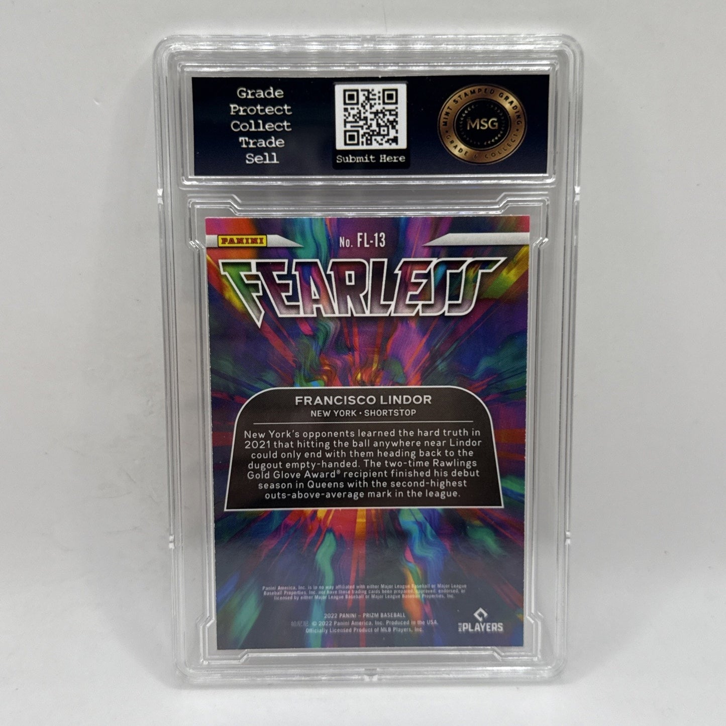 Francisco Lindor 2022 Panini Prizm Fearless No. FL-13 New York Mets Graded 9 MLB