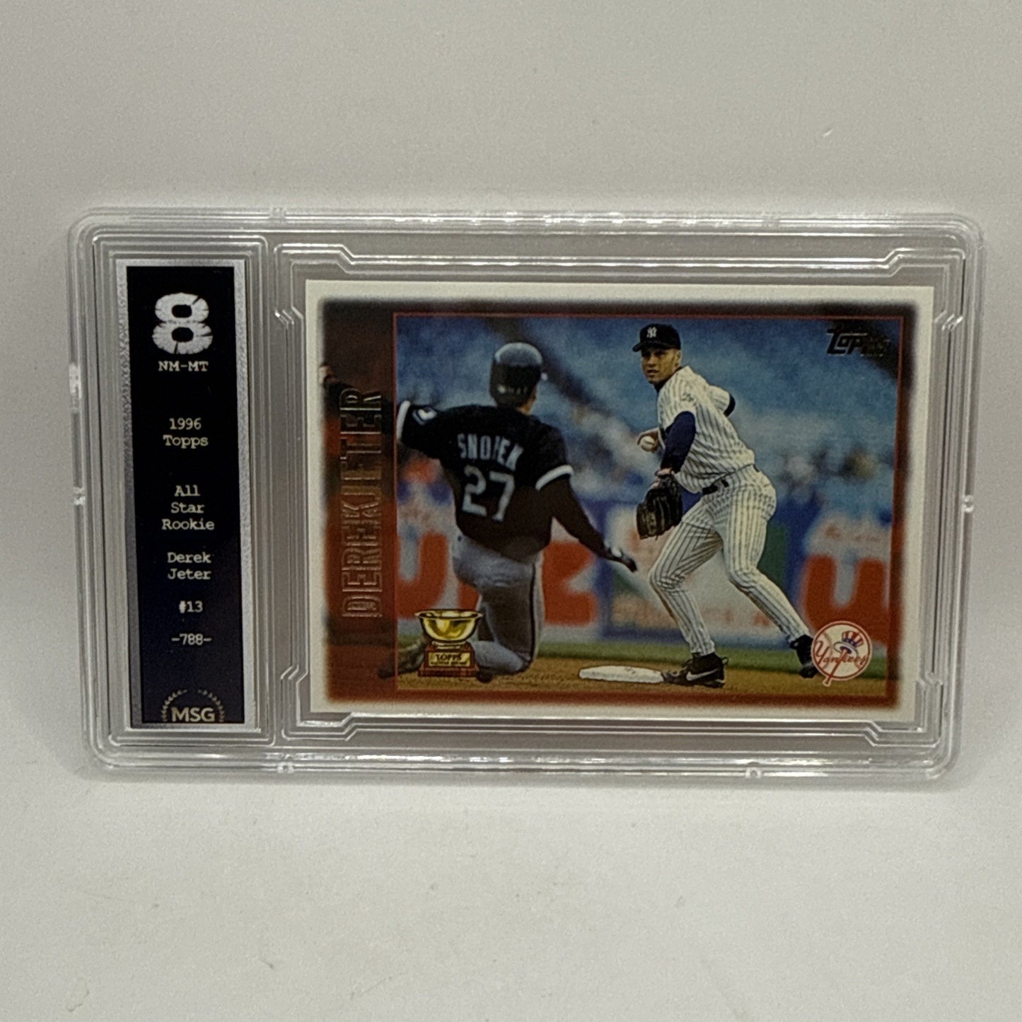 1997 Topps Baseball Card Derek Jeter New York Yankees #13 Graded 8 NM-MT Rookie