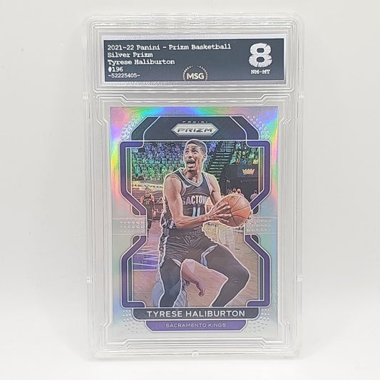 2021 Panini Prizm Basketball Tyrese Halliburton Prizm Silver #196 Graded 8