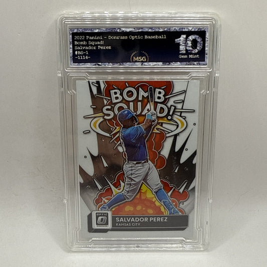 2022 Donruss Optic Bomb Squad Salvador Perez #BS1 Royals MLB Graded 10 Gem Mint