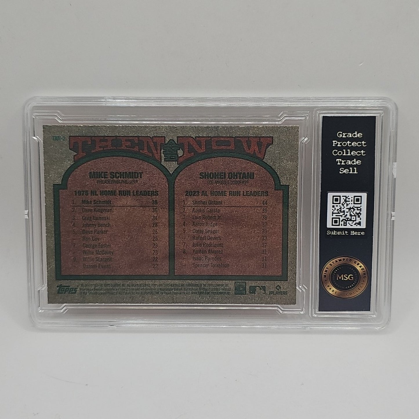 2024 Topps Heritage Then and Now #TAN2 Mike Schmidt Shohei Ohtani Graded 9 Mint