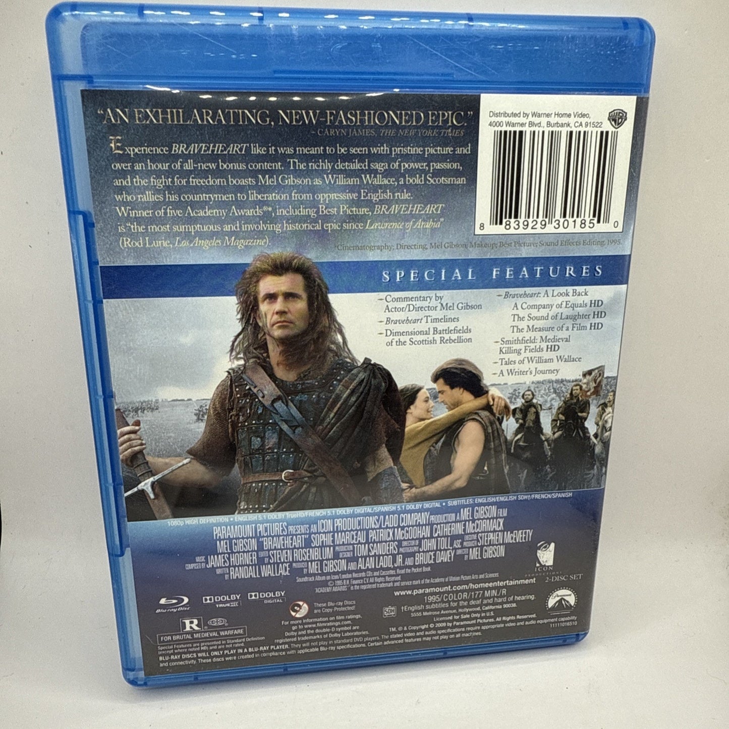 Braveheart (Blu-ray Disc, 2013, 2-Disc Set) Mel Gibson - Sapphire Series