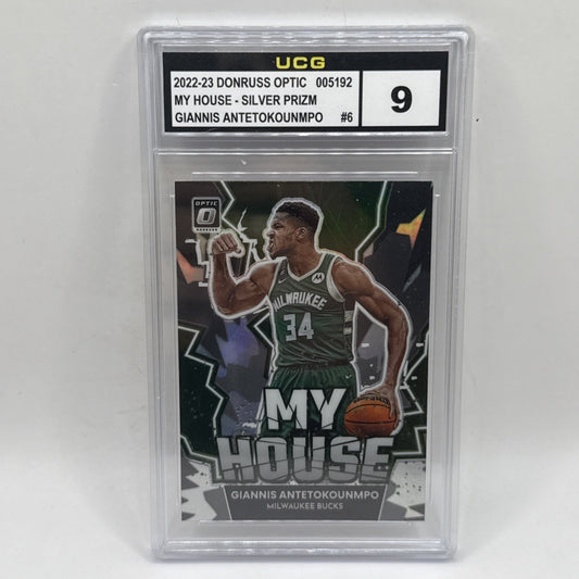 Giannis Antetokounmpo 2022-23 Panini Donruss Optic #6 Silver My House NBA Graded