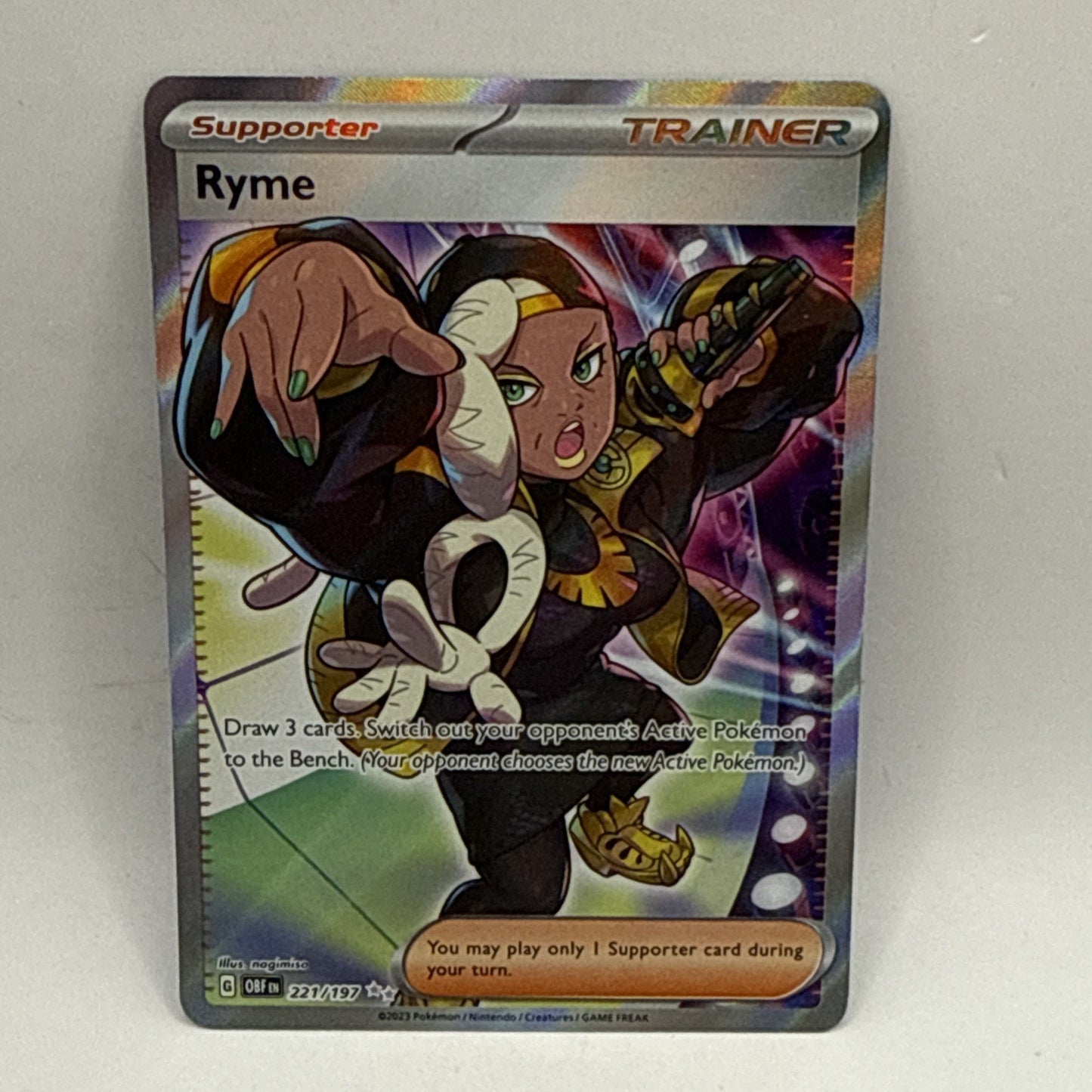 Pokemon Ryme 221/197 Obsidian Flames SV Ultra Rare Full Art Trainer LP Tcg