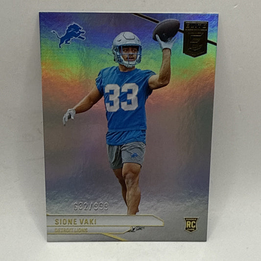 2024 Donruss Elite Sione Vaki Rookie Holo Refractor /999 Lions NFL Card