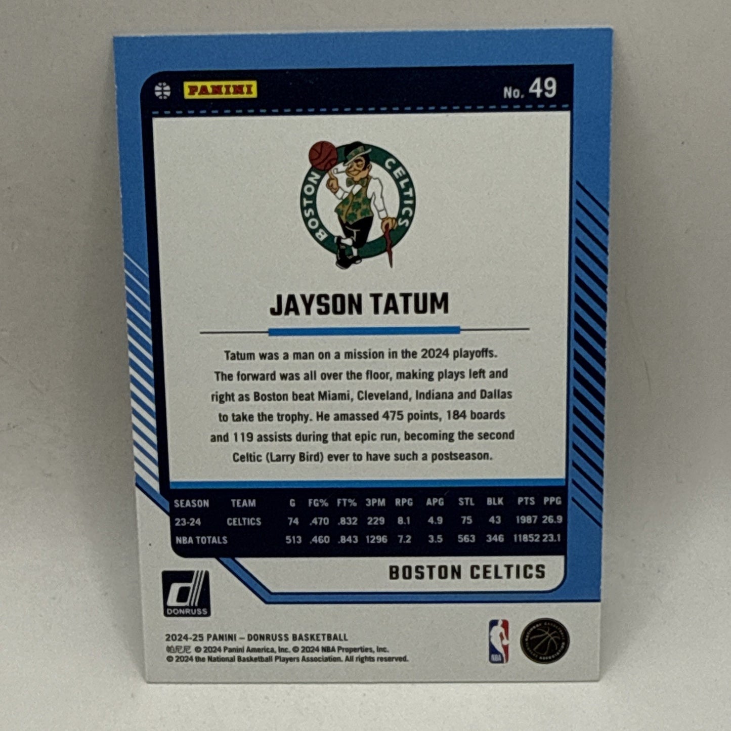 Jayson Tatum Holo Green Laser 2024-25 Donruss #49 NBA Boston Celtics