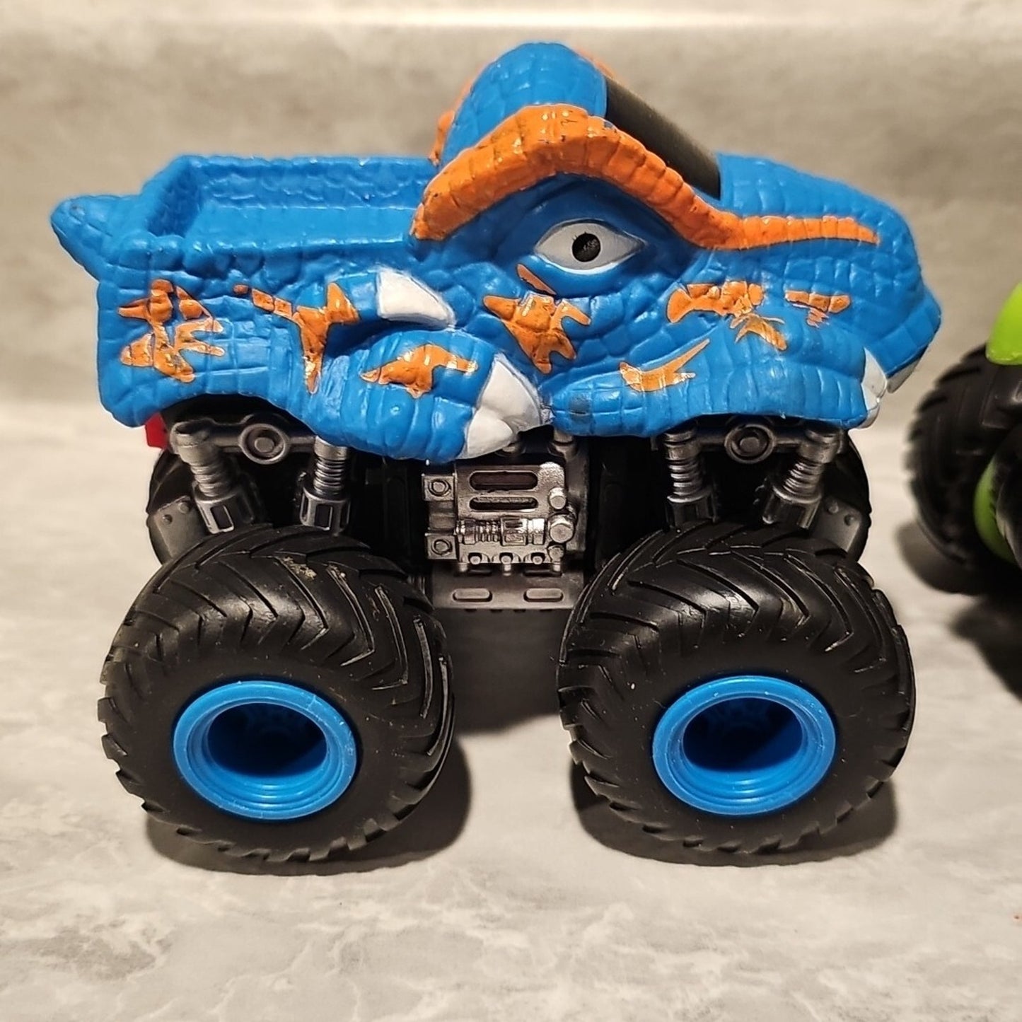 Monster Truck Play Dinosaur Green & T T-Rex Blue 4 x 4 Offroad Plastic Toys