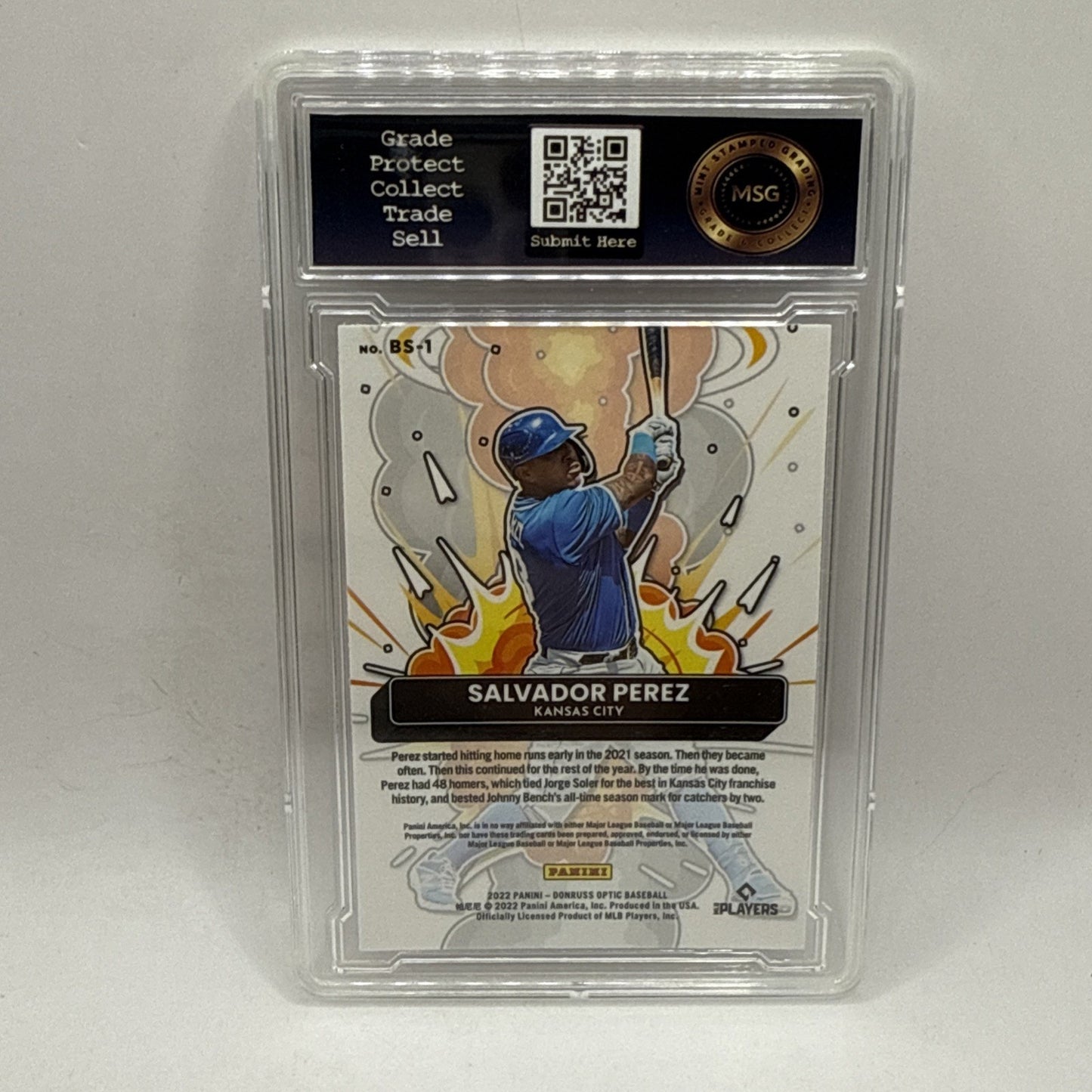 2022 Donruss Optic Bomb Squad Salvador Perez #BS1 Royals MLB Graded 10 Gem Mint