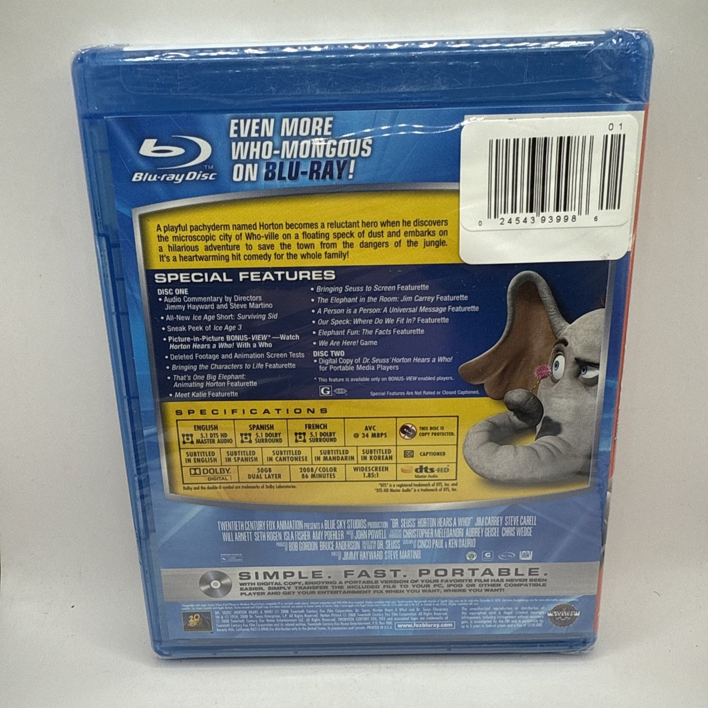 Dr. Seuss Horton Hears a Who (Blu-ray Disc, 2009, 2-Disc Set Special Edition)