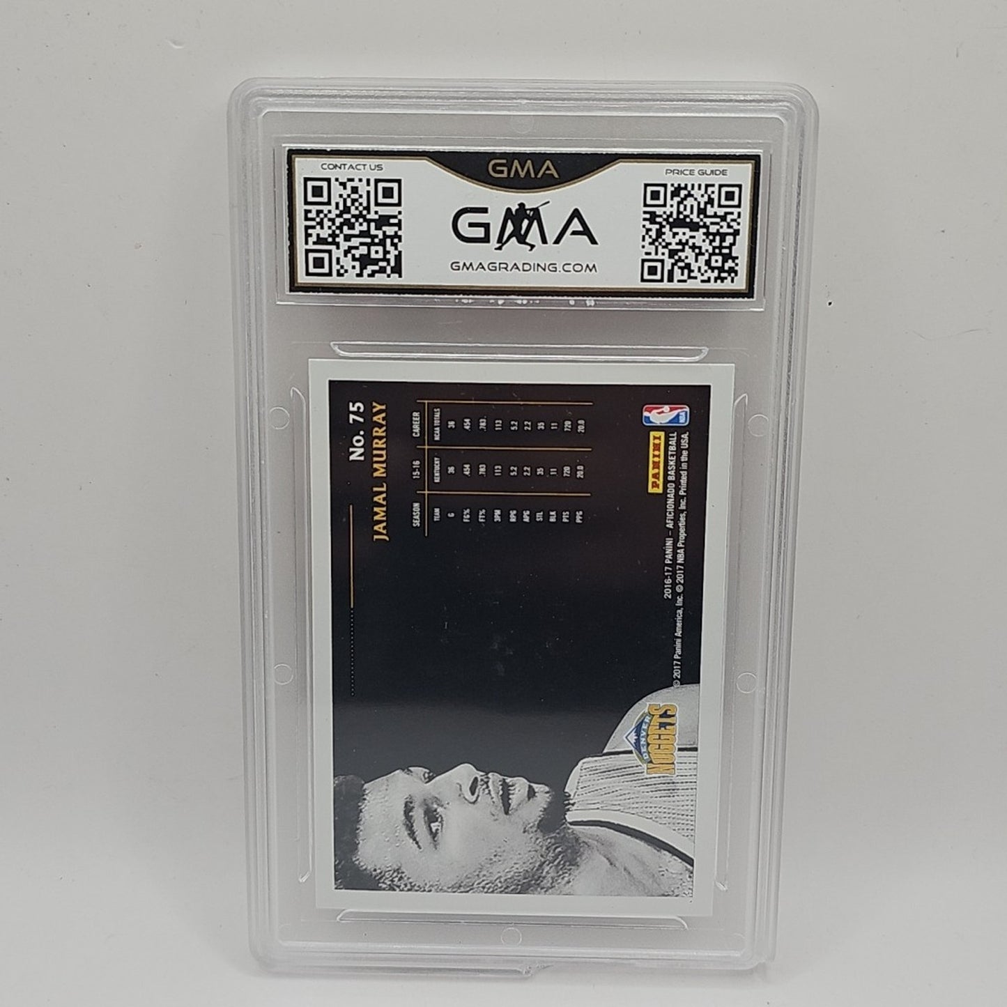 2016 Panini Aficionado Jamal Murray Rookie Denver Nuggets #75 Graded 10 Gem-MT