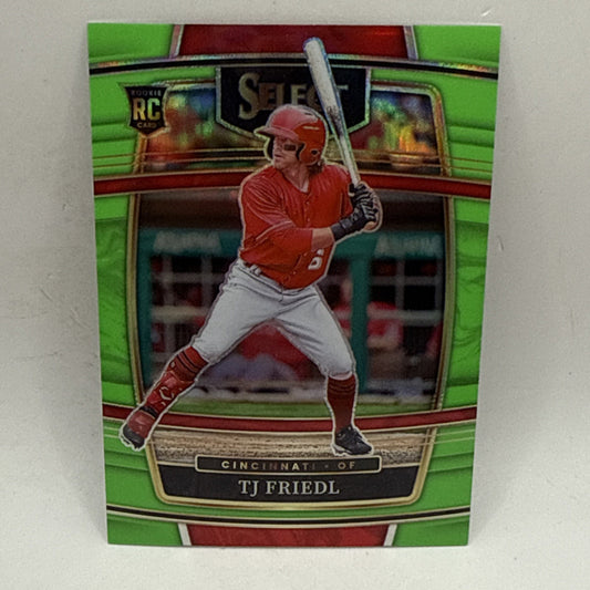 TJ Friedl 2022 Panini Select Rookie NEON GREEN PRIZM #'d/99 Cincinnati Reds SP