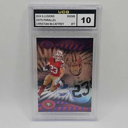Christian McCaffrey Illusions Dots Parallel #77 San Francisco 49ers Graded 10