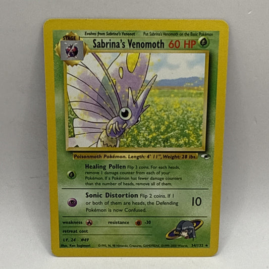 Pokemon Gym Heroes Card 34/132 Sabrina's Venemoth HP Tcg Collectible Card