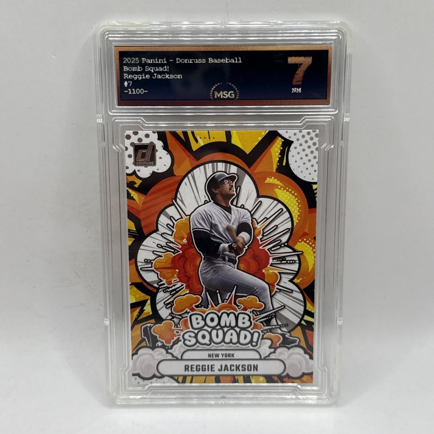 2025 Panini Donruss Baseball Card Bomb Squad No 7 Reggie Jackson Graded 7 NM