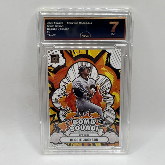 2025 Panini Donruss Baseball Card Bomb Squad No 7 Reggie Jackson Graded 7 NM