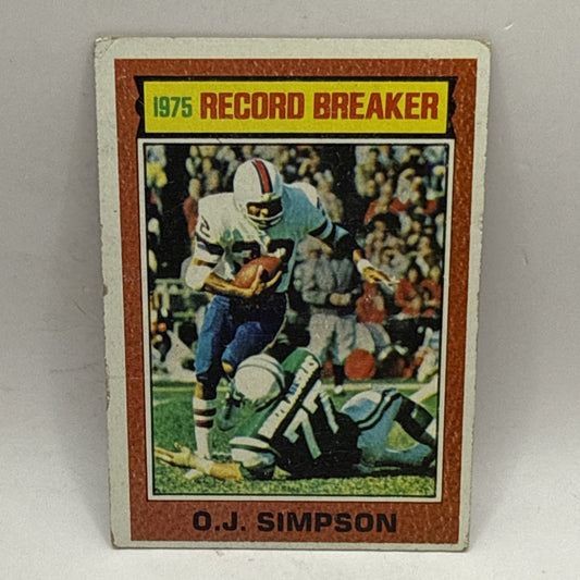 1975 Topps Football Card #6 OJ Simpson Record Breaker Buffalo Bills - HP DMG NFL
