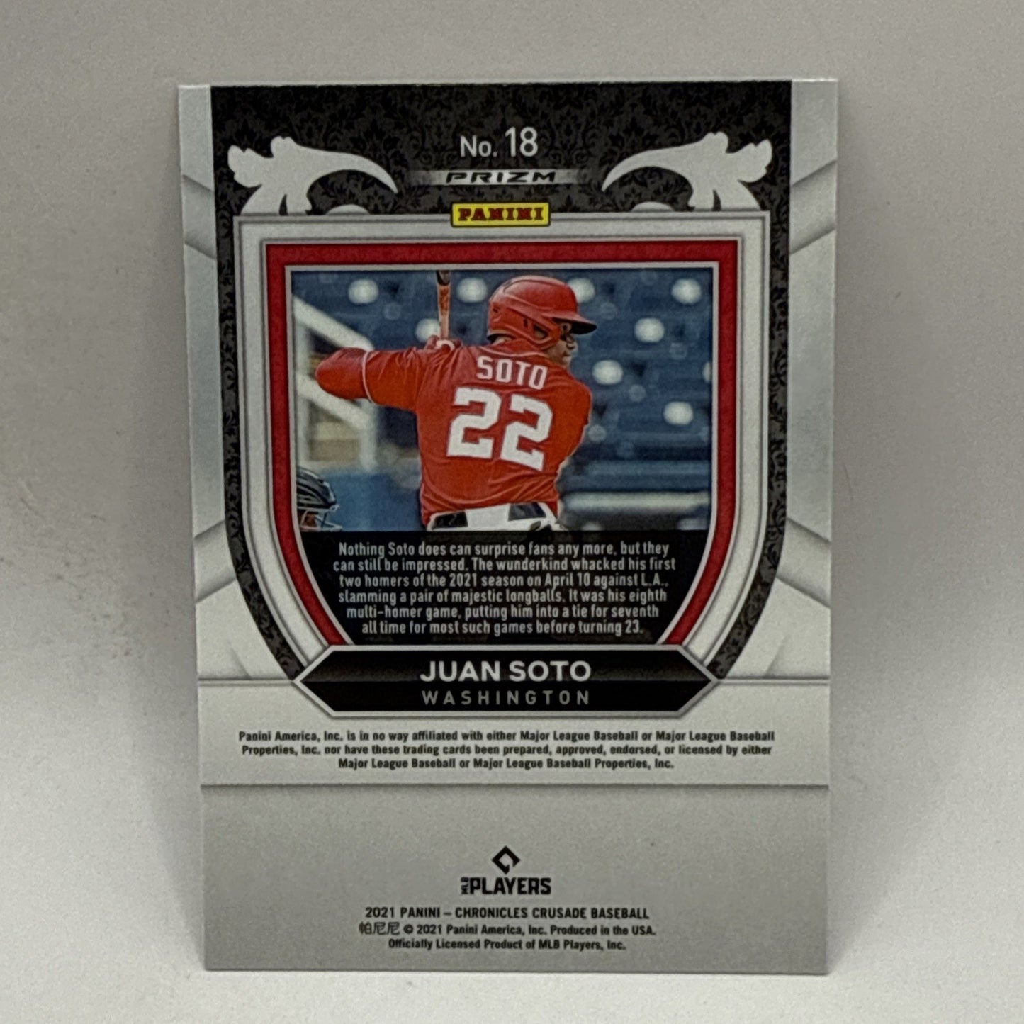 2021 Crusade Juan Soto Chronicles Washington Nationals #18 MLB Baseball Card