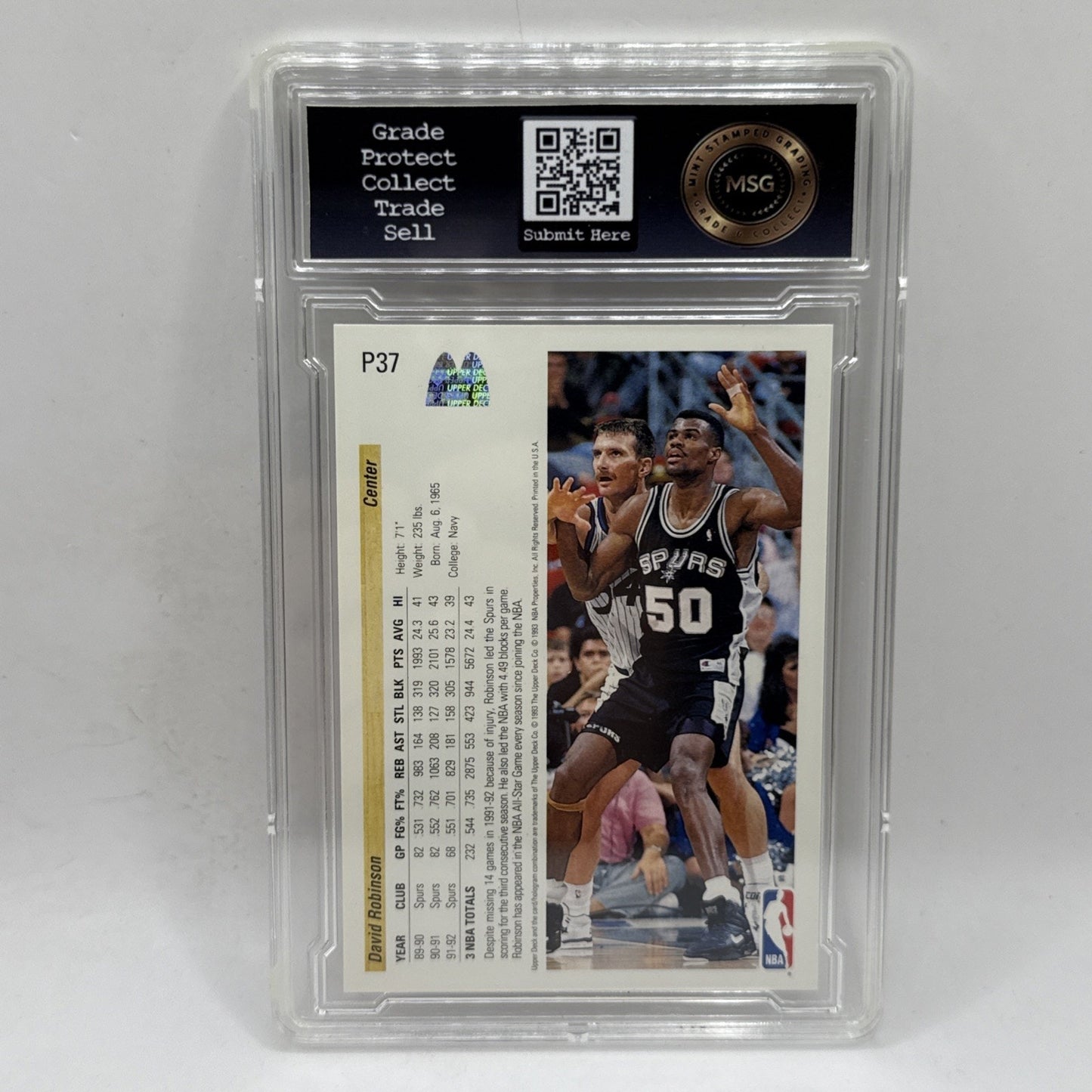 1992-93 Upper Deck McDonald's David Robinson #P37 Graded 9 NBA Mint Card