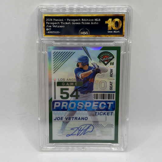 2024 Panini Prospect Edition Baseball Joe Vetrano Prospect Ticket Auto Graded 10