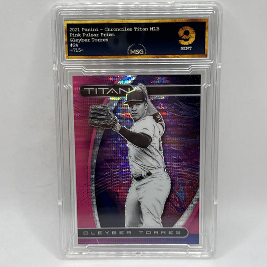 2021 Panini Chronicles - Titan Gleyber Torres #24 Pink Pulsar Graded 9 Foil MLB