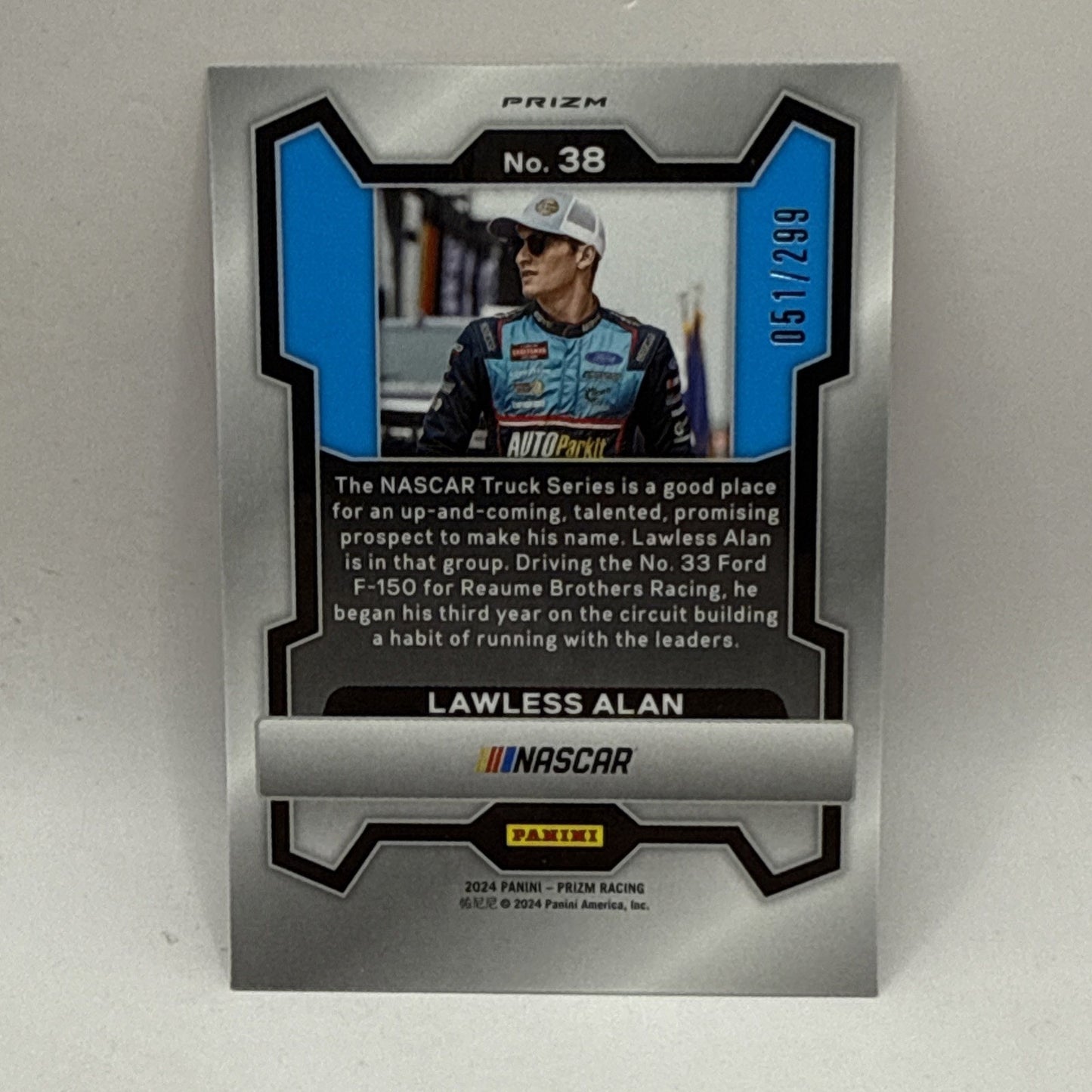 2024 Panini Prizm NASCAR Racing Lawless Alan #38 Red Prizm /299 Short Print Card