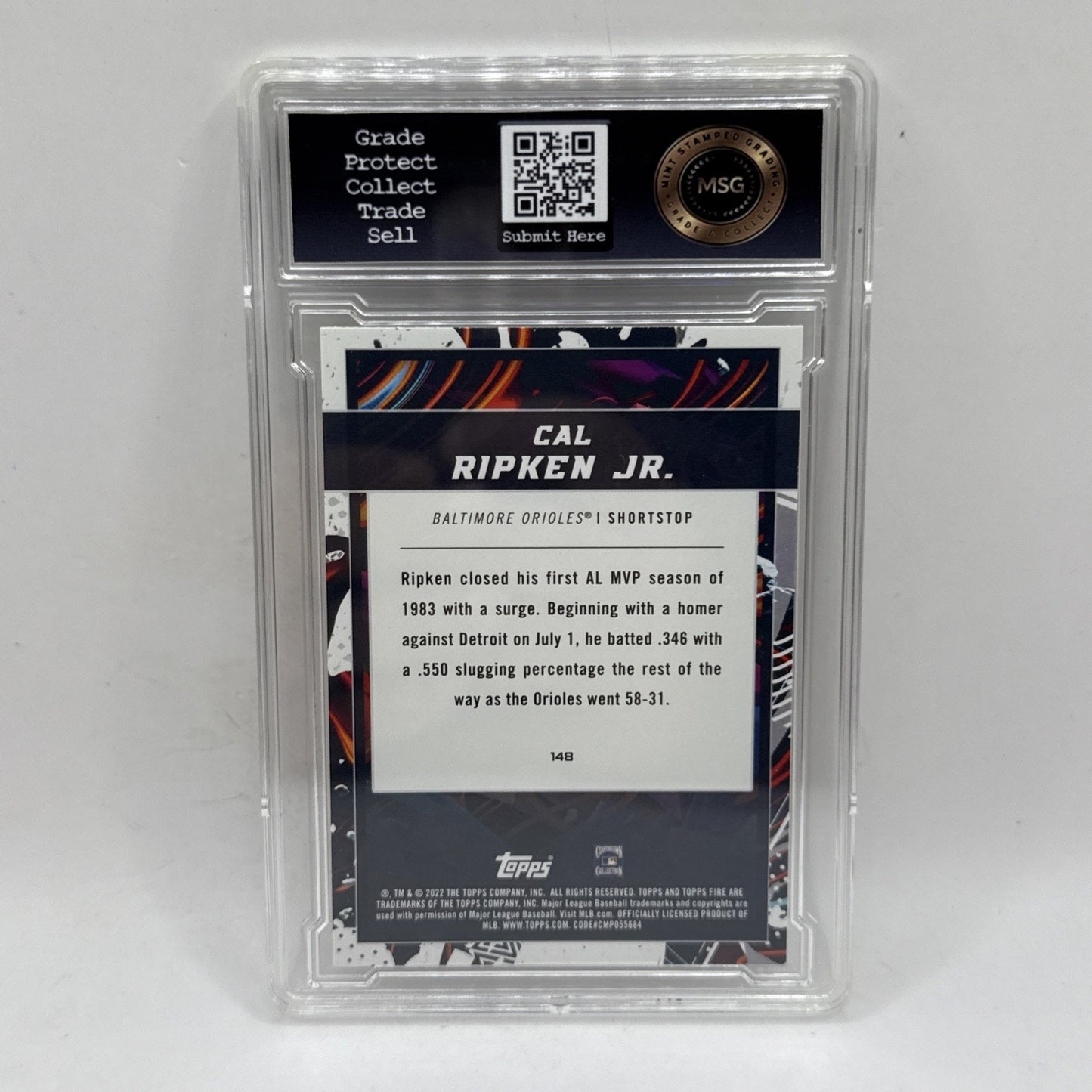 2022 Topps Fire Cal Ripken Jr. Baltimore Orioles 148 Graded 7 NM MLB Orioles