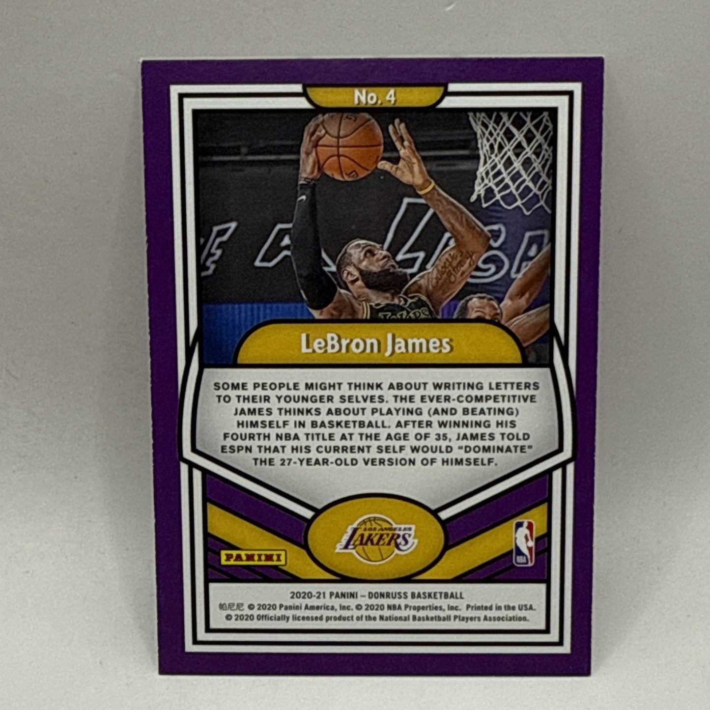 2020-21 Donruss Basketball LeBRON JAMES COMPLETE PLAYERS INSERT #4 Lakers!