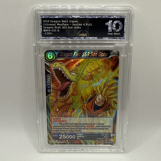Dragon Ball Super TCG - Dragon Fist SS3 Son Goku BT4-025 R FOIL Graded 10