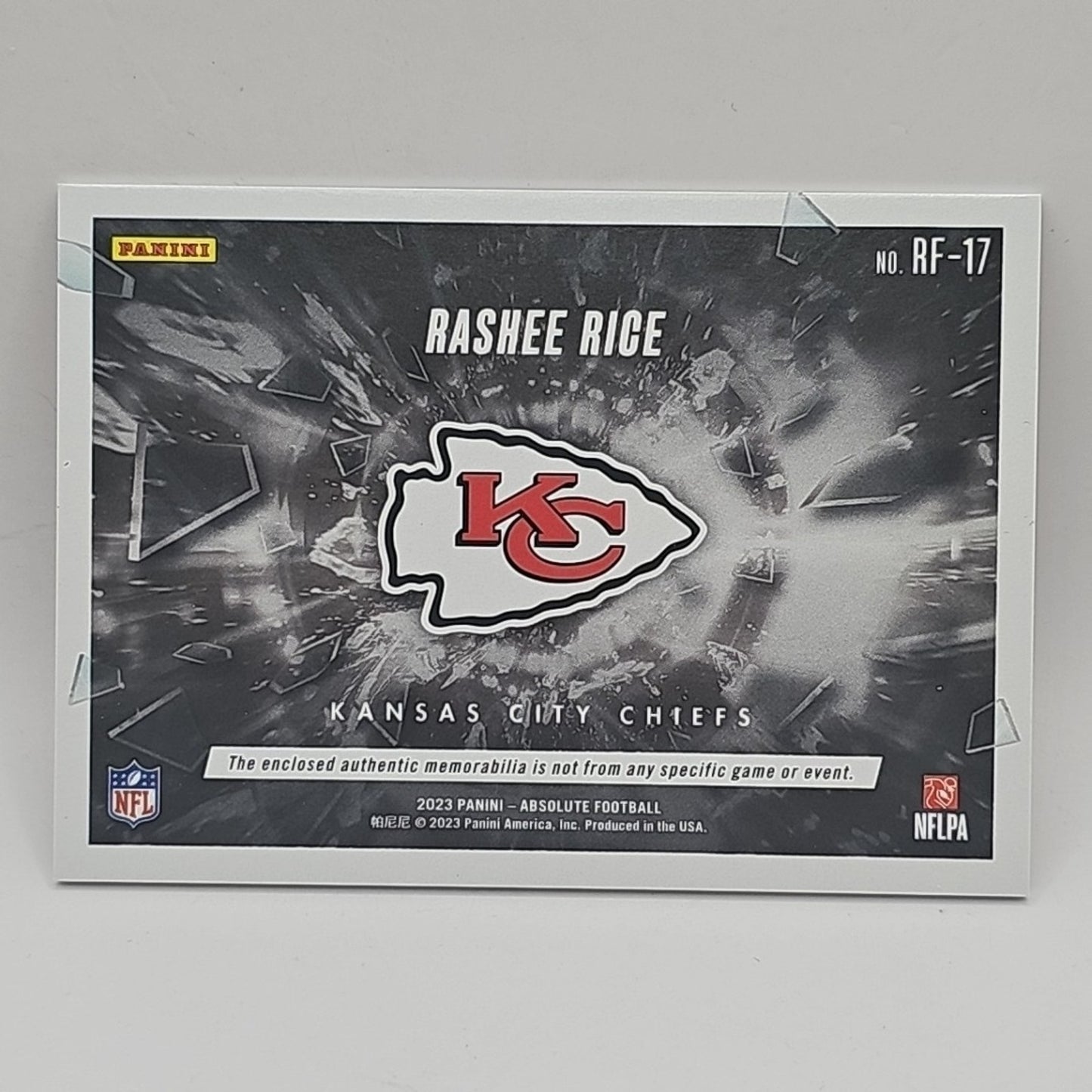 2023 Absolute Rookie Force Relic - Rashee Rice (RF-17) Kansas City Chiefs