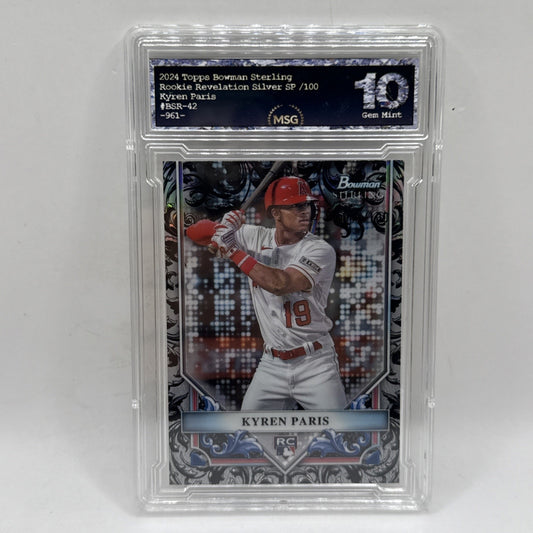 2024 Bowman Sterling #BSR-42 Kyren Paris Sterling RC /100 Graded 10 Revelation