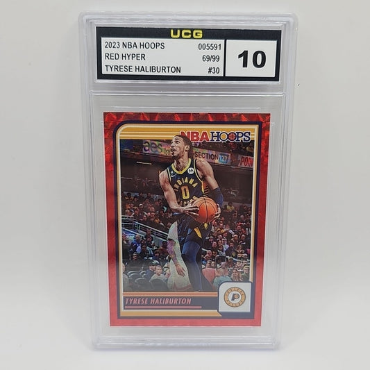 2023-24 Panini NBA Hoops Hyper Red /99 Tyrese Haliburton #30 Graded 10