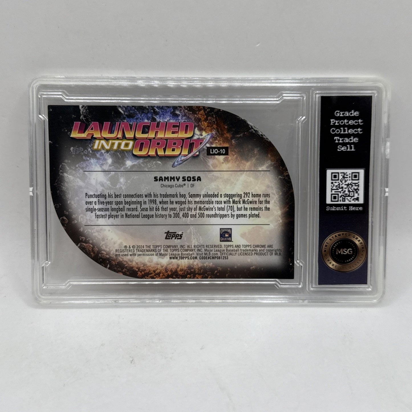 Sammy Sosa 2024 Topps Cosmic Chrome Launched Into Orbit #LIO-10 MLB Graded 10