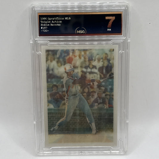 1986 Sportflics #187 Hubie Brooks MLB Expos Graded 7 Baseball Card Triple Action