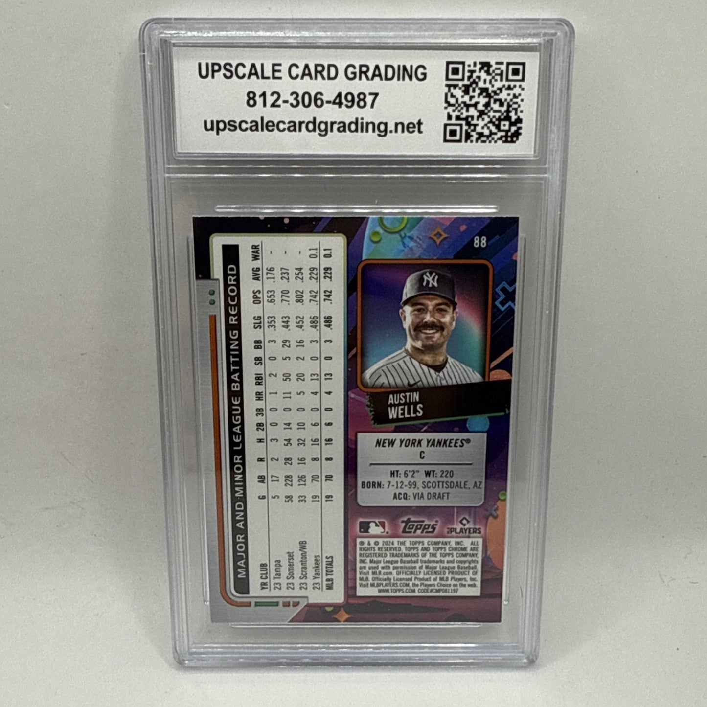 2024 Topps Chrome Cosmic Austin Wells RC New York Yankees #88 MLB Graded 9