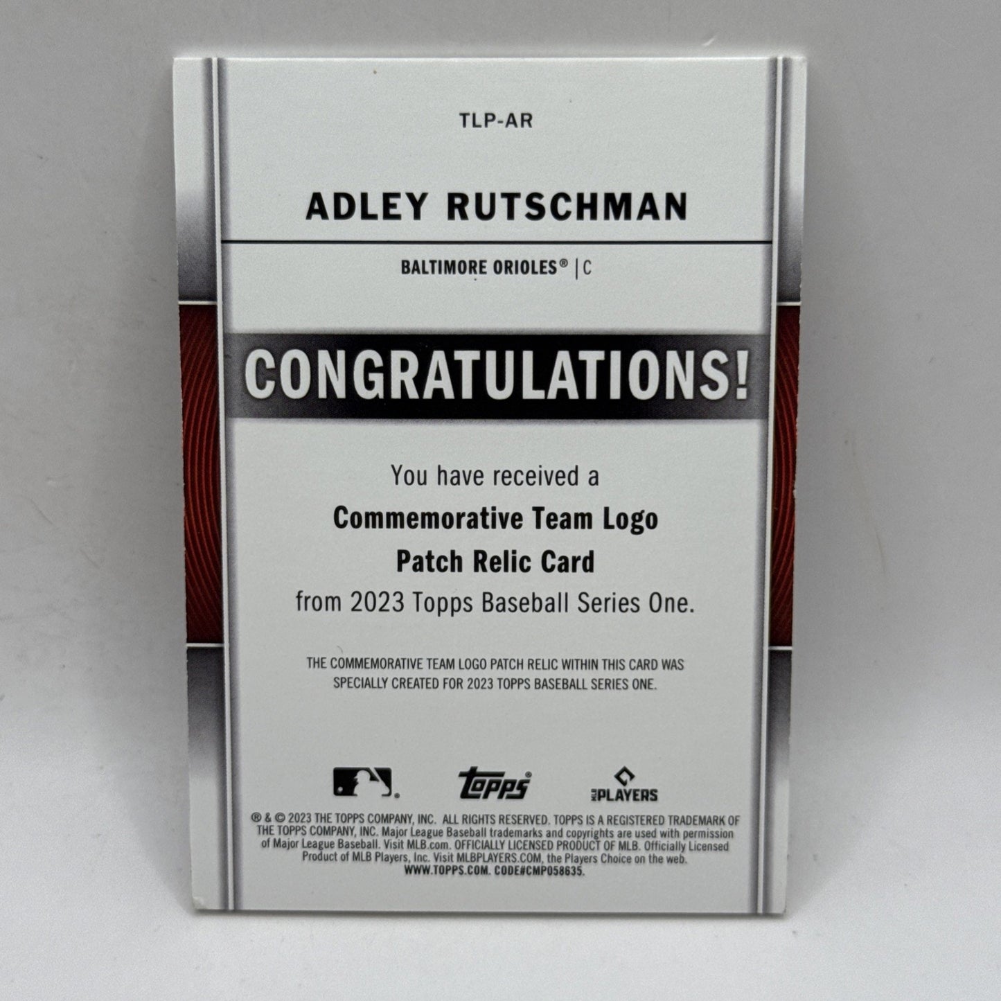 2023 Topps Series 1 - Team Logo Commemorative Patches #TLP-AR Adley Rutschman RC