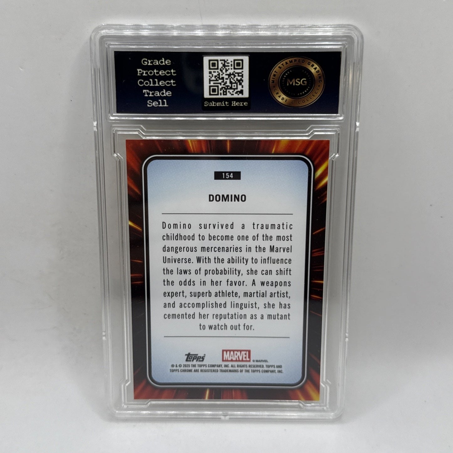 2025 Topps Chrome Marvel Domino Yellow Lava Refractor #154 Graded 10 Gem Mint