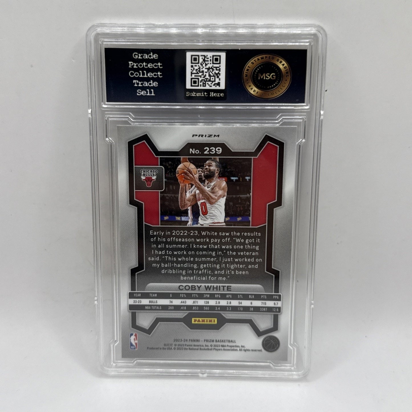 Coby White - 2023-24 Panini Prizm - Choice Blue Yellow Green #239 - Bulls Graded