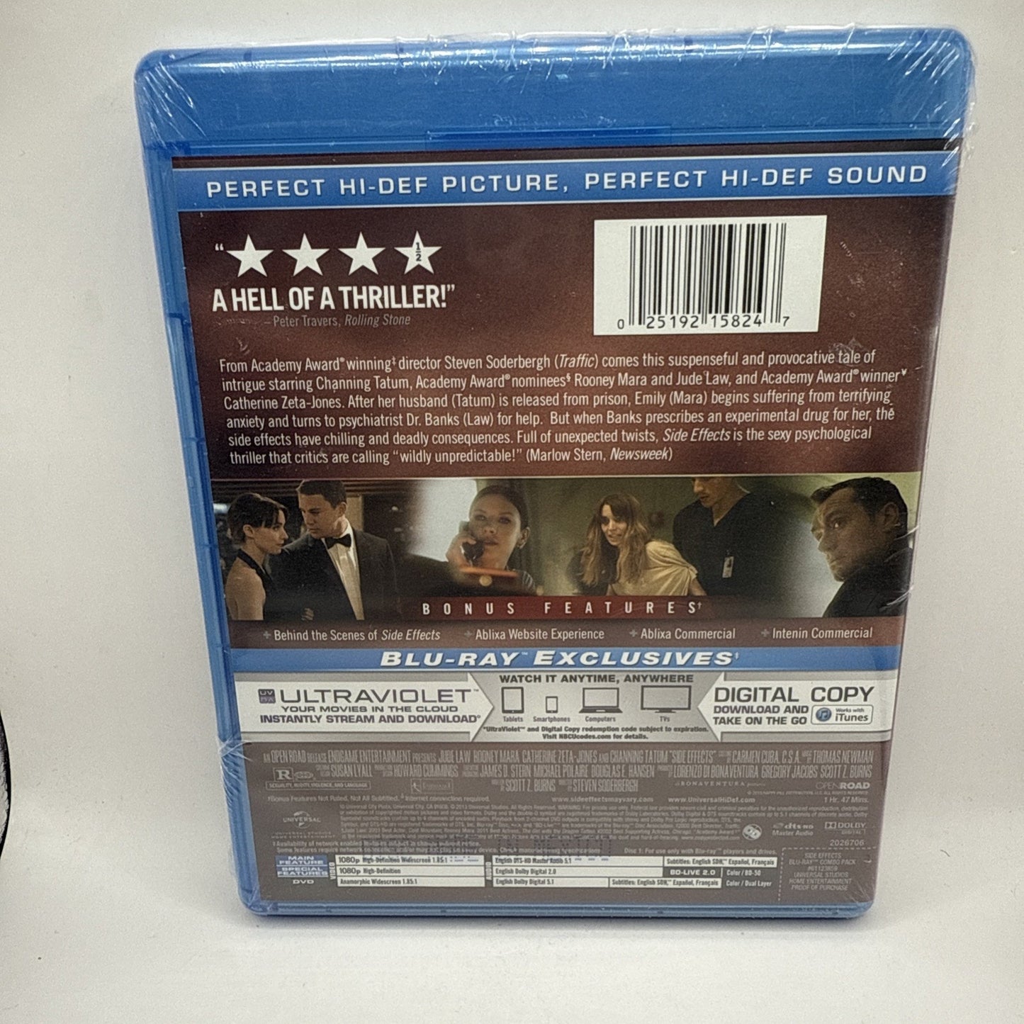 SIDE EFFECTS New Sealed Blu-ray + DVD Channing Tatum Jude Law - 5 Stars
