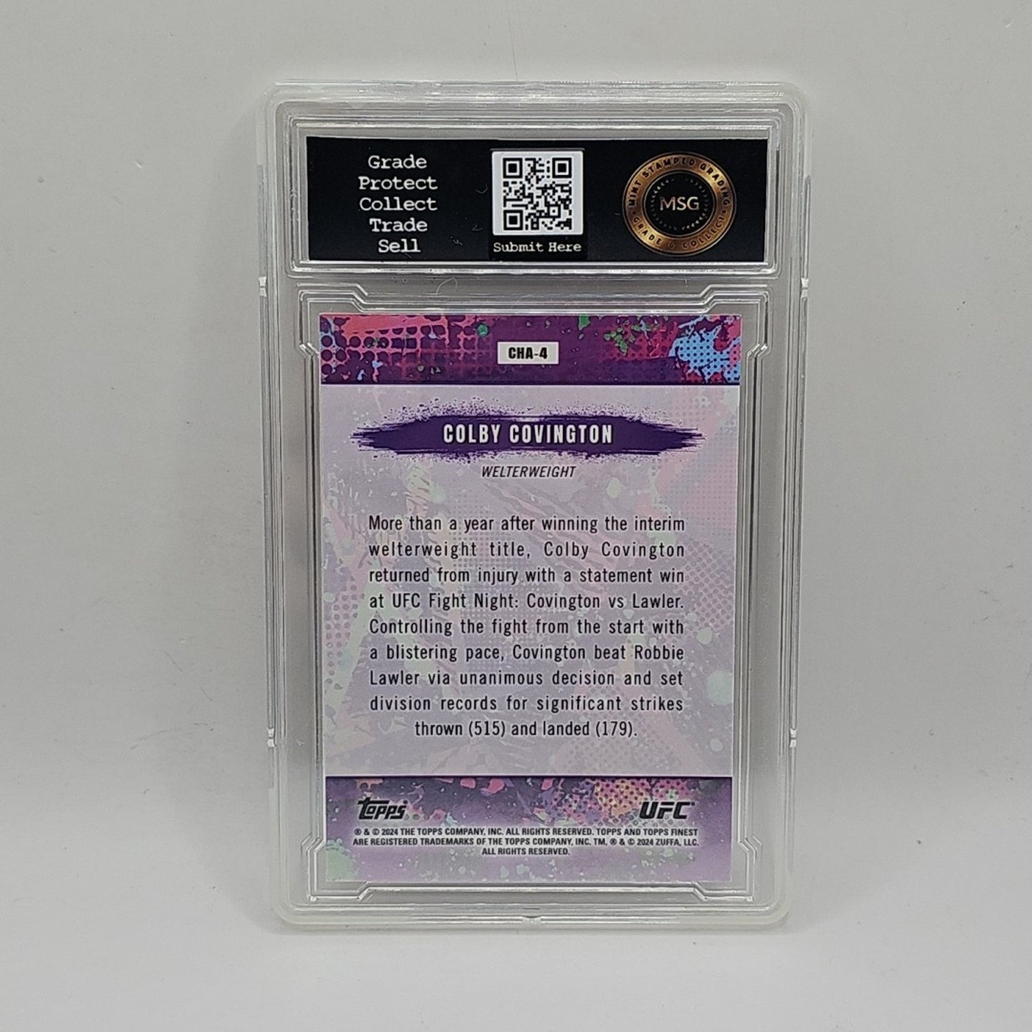 Colby Covington 2024 Topps Finest UFC #CHA-4 Chaos Insert Graded 9 Mint MMA