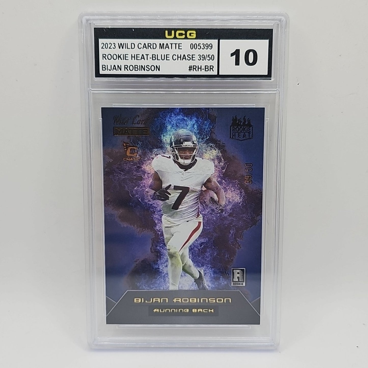 2023 Wild Card Matte Rookie Heat Chase Bijan Robinson /50 Blue Chase Graded 10