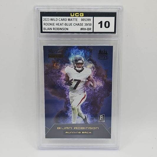 2023 Wild Card Matte Rookie Heat Chase Bijan Robinson /50 Blue Chase Graded 10