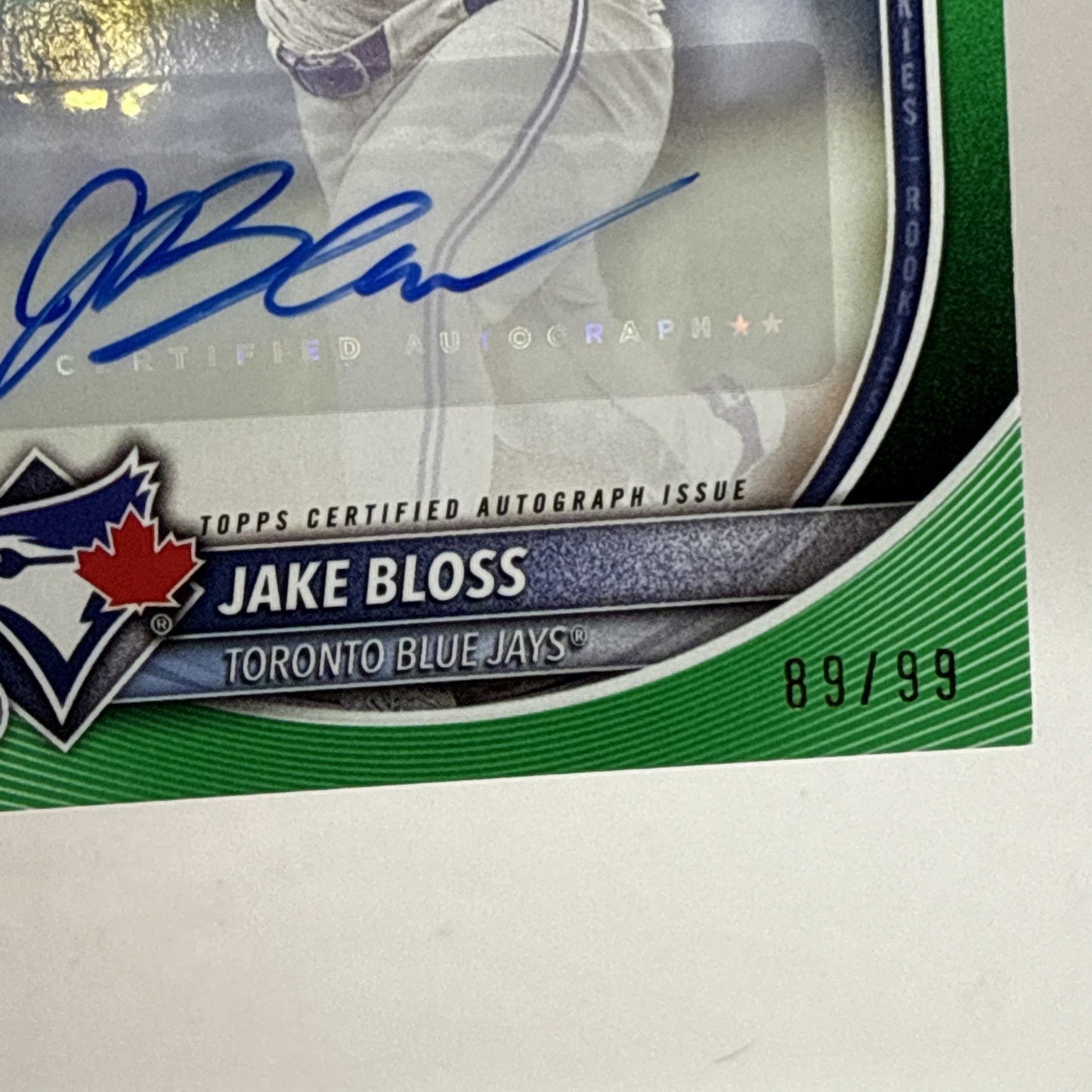 2025 Bowman Jake Bloss RC Rookie Green Paper #'d/99 AUTO #PRV-JB Blue Jays