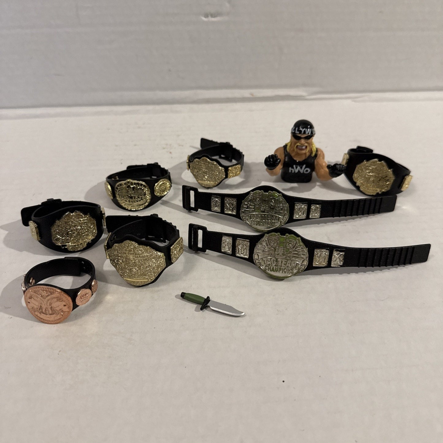 WWE Tag Team Championship Title Belt Set lot Of Action Figure Accessories TNA
