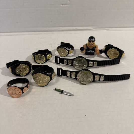 WWE Tag Team Championship Title Belt Set lot Of Action Figure Accessories TNA
