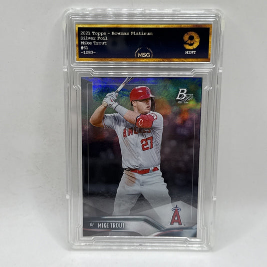 Mike Trout 2021 Bowman Platinum #61 Los Angeles Angels Graded 9 Mint MLB Card