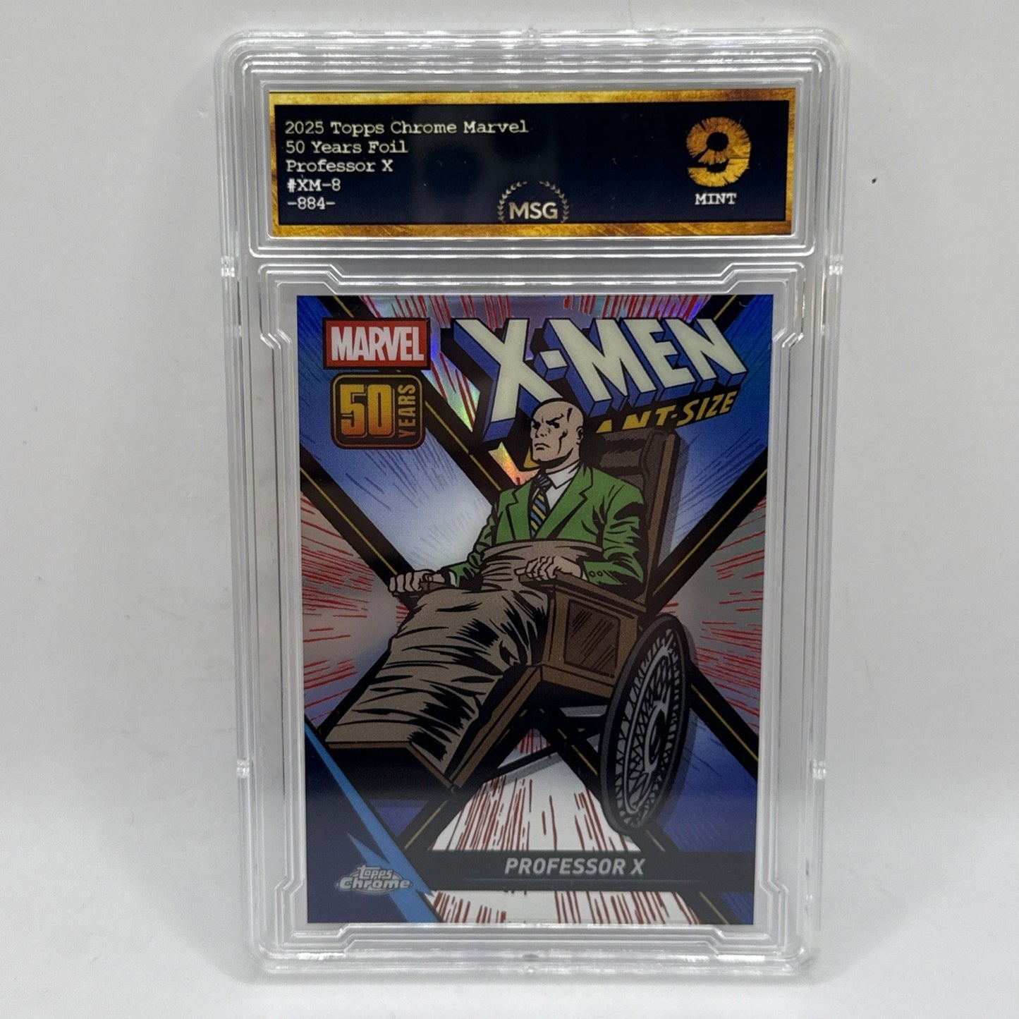 2025 Topps Chrome Marvel Professor X (X-men) 50th Anniversary #XM-8 Graded 9